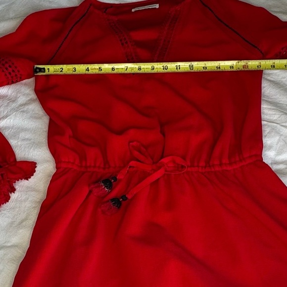 Rebecca Minkoff red bohemian dress drawstring, elastic waist with tassels size 6 - Picture 12 of 15
